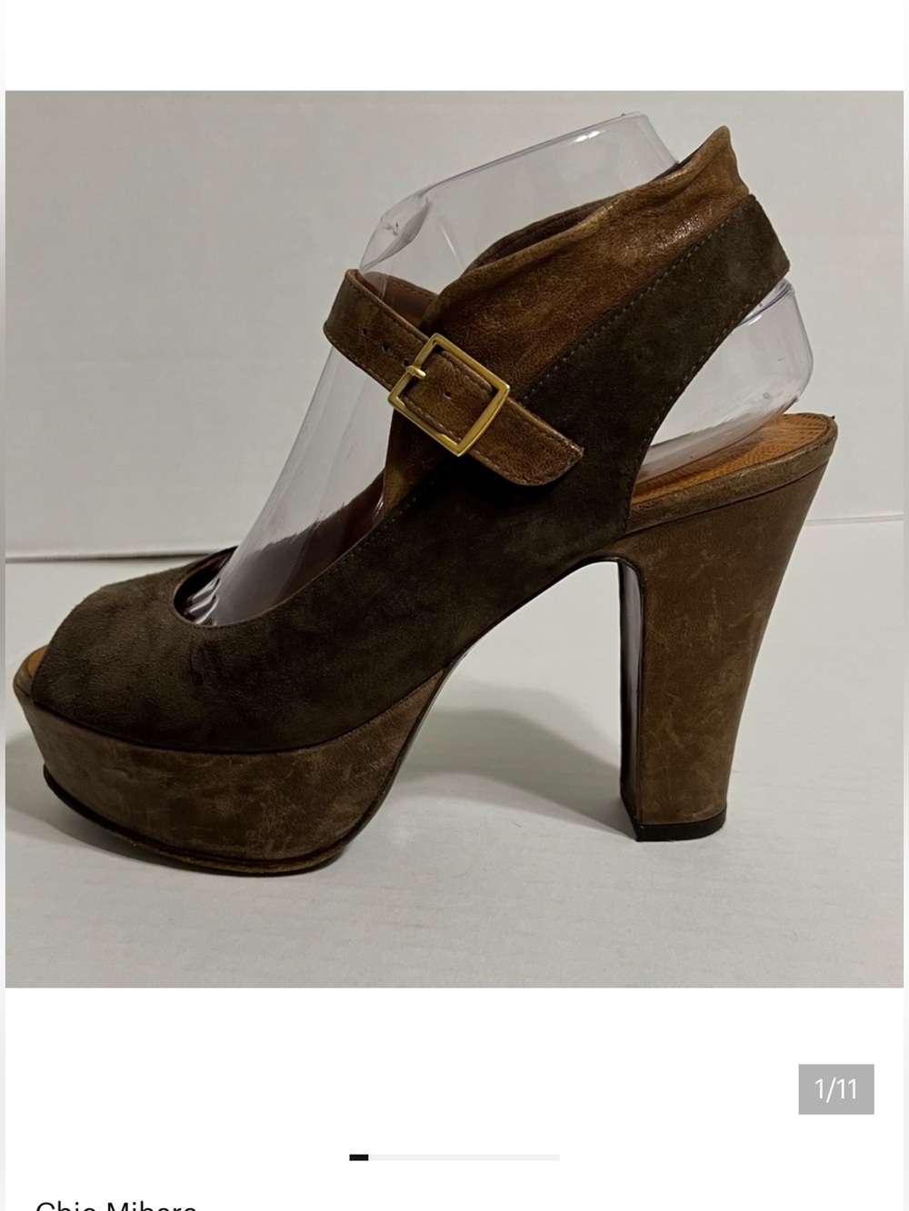 Chie Mihara Brown 40s Style Platform Heeled Leather Heels Pinup Rockabilly Retro